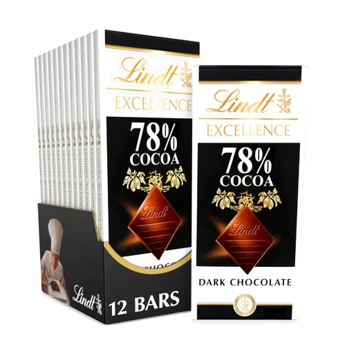 Lindt EXCELLENCE 78% Cocoa Dark Chocolate Bar, Dark Chocolate Candy, 3.5 oz. (12 Pack)