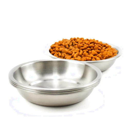 BiteKing Stainless Steel Cat Bowls, Whisker Fatigue Relief Cat Food Dish, Metal Shallow Wide Large Replacement Plate for Dog and Pet, Ideal for Raised Elevated Pet Feeding Station Stand