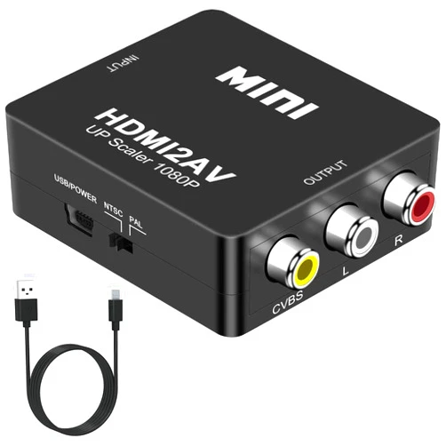 DigitPro HDMI to RCA Adapter, HDMI to AV Converter, 1080P Mini RCA Composite CVBS Audio Video Converter Supports PAL/NTSC Compatible with PC/Laptop/Xbox/TV/Roku/Fire Stick