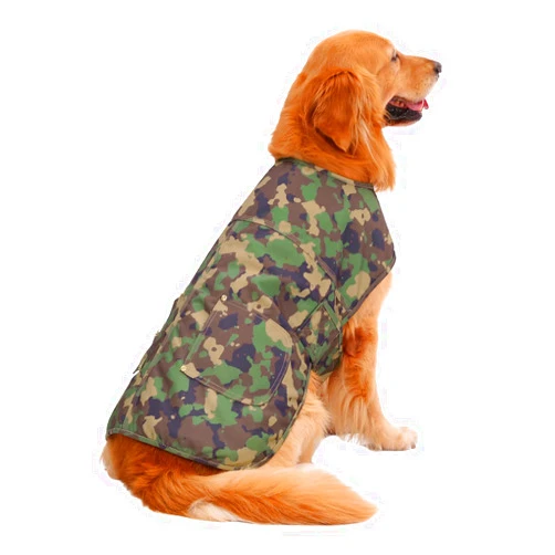 HDE Canvas Dog Vest Waterproof Jacket Cold Weather Coats for S-XL Dogs Duck Camo - L