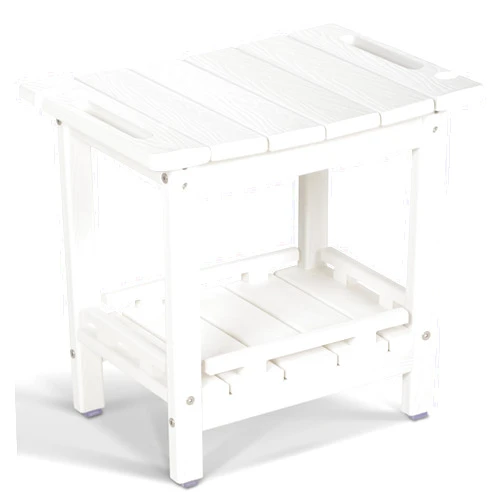 NALONE Shower Bench, HDPE Shower Benches for Inside Shower, Small Shower Chair Seat for Shaving Legs with Storage Shelf & Handles, Indoor and Outdoor Use (White)