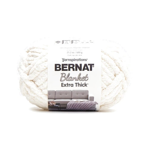 Bernat Blanket Extra Thick Vintage White Yarn - 1 Pack of 600g/21oz - Polyester - 7 Jumbo - Knitting, Crocheting, Crafts & Amigurumi, Chunky Chenille Yarn