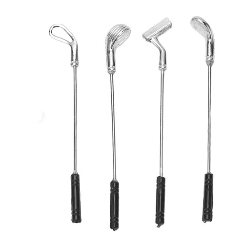 Tnfeeon Dollhouse Golfing, 5 Pieces High Simulation Miniature Golfing Clubs for 1:12