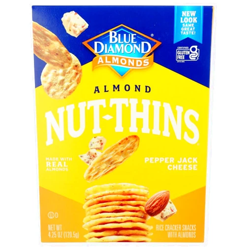 Umintzkss Gluten Free Almond Nut-Thins Cracker Snacks, Pepper Jack Cheese (Pack of 2 – 4.25 Oz. Boxes)