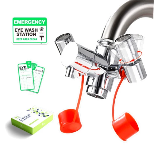 Fiivas Eye Wash Station for Emergency Eye Wash - Faucet Mounted Eye Wash Station Attachment with Multi-Angle Rotating, Eye Wash Faucet Sink Attachment with 5 Adapters, Eye Washer Adapter for Faucets