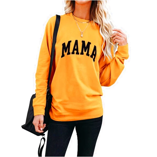 LEEDYA Women Long Sleeve Mama Sweatshirts Round Neck Pullover Loose Lightweight Blouse Tops