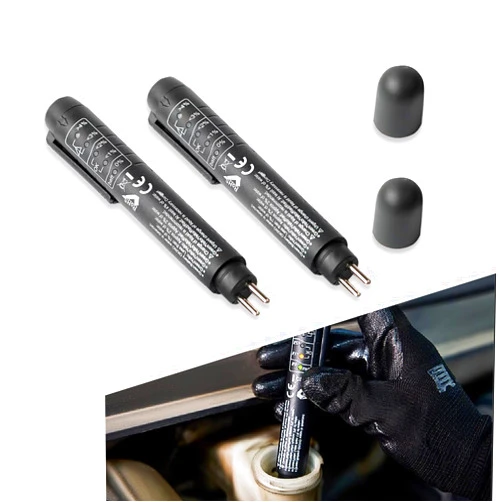 Cerfioo 2 PCS Car Brake Fluid Test Pen, Portable Brake Fluid Moisture Percentage Detector with LED Indicator Light, Automotive Fault Diagnosis Test Accessories, Suitable for Most Car Models (Black)