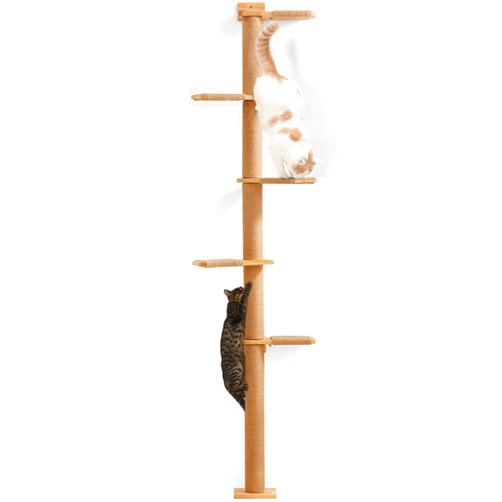 FUKUMARU Tall Cat Tree, 5 Tier Floor to Ceiling Cat Tower, Wall-Mounted Cat Scratching Post, Wild Simulation Cat Wall Shelves, Suitable for Cats Climb, Scratch, Lookout and Play