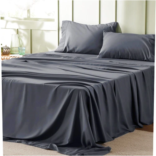 Bedsure Queen Sheets Grey - Soft Sheets for Queen Size Bed, 4 Pieces Hotel Luxury Queen Sheet Set, Easy Care Polyester Microfiber Cooling Bed Sheet Set