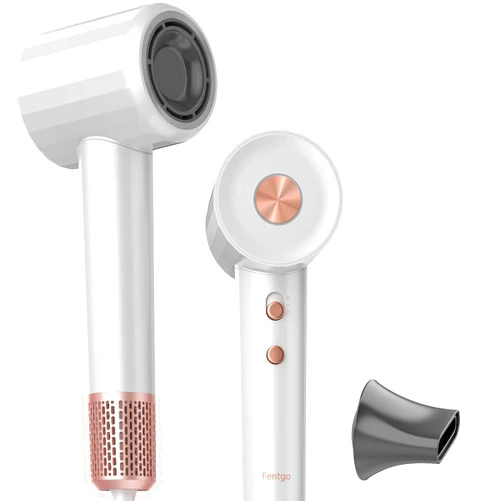 Fentgo Ionic Hair Dryer, Fentgo Professional High Speed Blow Dryer with Brushless Motor for Fast Drying, Smooth Nozzle, Low Noise, Lightweight, Thermo-Control Bowdryer for Women Home (White)