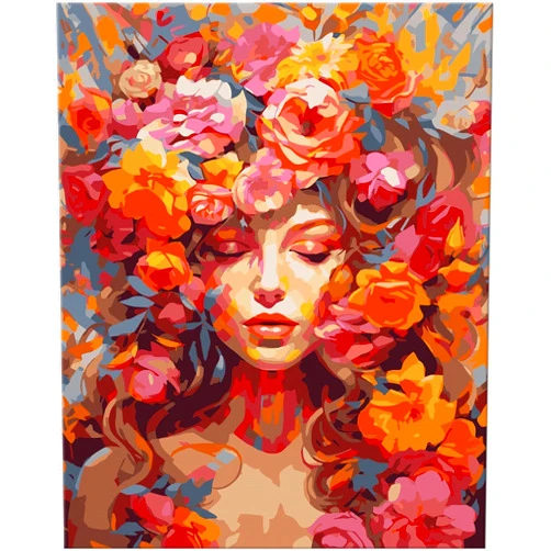 Eiazuiks Diamond Painting Kits for Adults, Flowers Girl 5D DIY Diamond Art Kits Full Drill Diamond Dots for Gift Wall Decor and Relaxation Gem Arts 12x16 inch