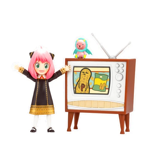 Total Anime Anya Forger - 6.5-Inch Scale Figure with Swappable Faceplates, Alternate Hands, Teddy Bear, and TV Set