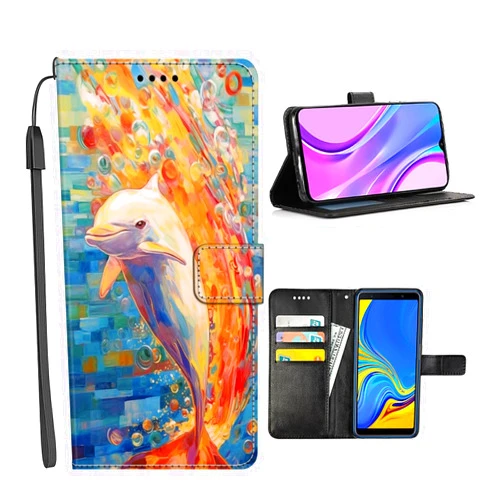 DAFEI Wallet Case for LG Velvet 5G V60 V50 V40 V30 Stylo 5 LG Stylo 6 Stylo 7 with Dolphin-BP192 Design PU Leather Flip Folio Kickstand