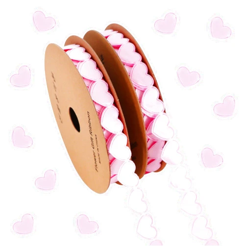TONIFUL 2 Rolls Pink Heart Ribbon, 5/8 Inch Love Ribbon for Valentine's Day, Birthday, Christmas, Wedding Party Decoration, DIY Craft, Gift Wrapping, Wreath Decor, Hanging Ornament(10Yard/Roll)