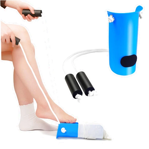Kekoy 4INCH Sock Aid for Putting on Socks, Sock Assistant Device No Bending with Foam Handles & Long Rope, Sock Helper/Puller Aid Easy Put on for Seniors, Disabled, After Surgery Recovery(Blue)