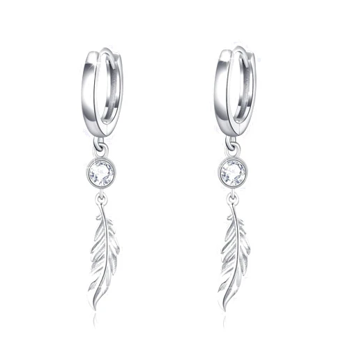 AOVEAO Feather Earrings,Angel Wing Earrings 925 Sterling Silver Feather Hook Earrings,Moonstone Feather Dangle Drop Earrings Hypoallergenic Angel Wing Feather Jewelry Gifts For Women Girls Sensitive Ears