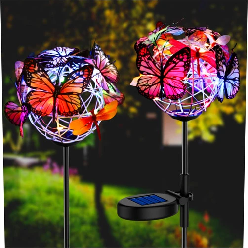 Aiscool Solar Powered Butterfly Garden Stake Lights (2 Pcs Butterfly Lights)