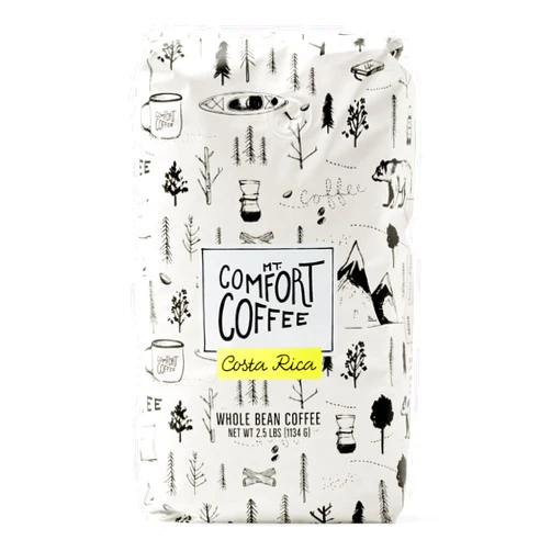 Mt. Comfort Coffee Costa Rica Medium Roast, 2.5lb - Sourced From Local, Costa Rican Coffee Farms - Roasted Whole Bean