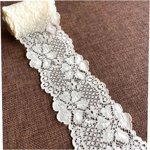 LUMKET 2.5 Inches Wide Stretch Lace Ribbon Trim Lace Fabric with Floral Pattern for Bridal Wedding Decorations, Sewing DIY Making and DIY Crafts-5 Yards (Ivory)