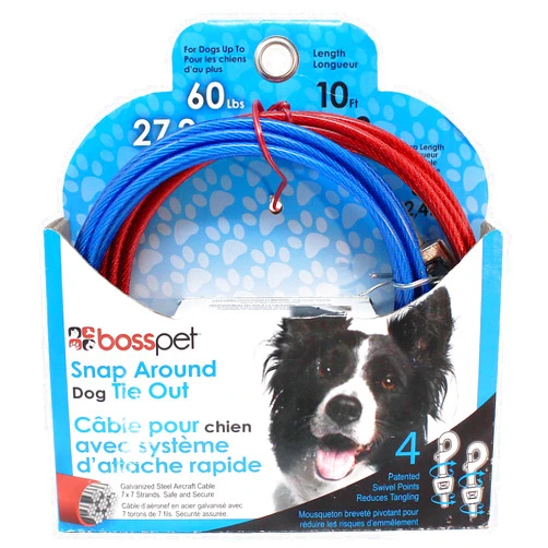 Boss Pet Q2515 000 99 10' Large Dog Snap Around Pdq Tie-Out