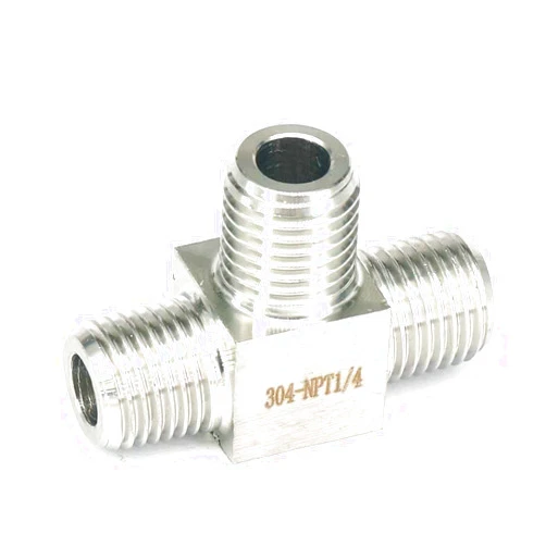 Unicornioext 1/4 in NPT Male Tee 3 Way Pipe Fitting 304 Stainless Steel Water Gas Oil