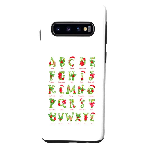 Ultimate Christmas Must Haves 2022 For Teens Kids Galaxy S10 Merry Christmas Alphabet Letters ABC Learning Teacher Xmas Case
