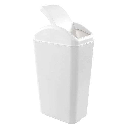 Hespama Slim Trash Can with Swing Lid, 14L Garbage Bin for Narrow Space, Light Grey