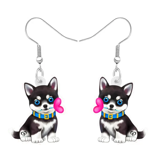 BAMAY Acrylic Funny Siberian Husky Earrings Dangle Drop Puppy Jewelry Cute Pets Dog Gifts for Women Dog Lovers Charms Decor