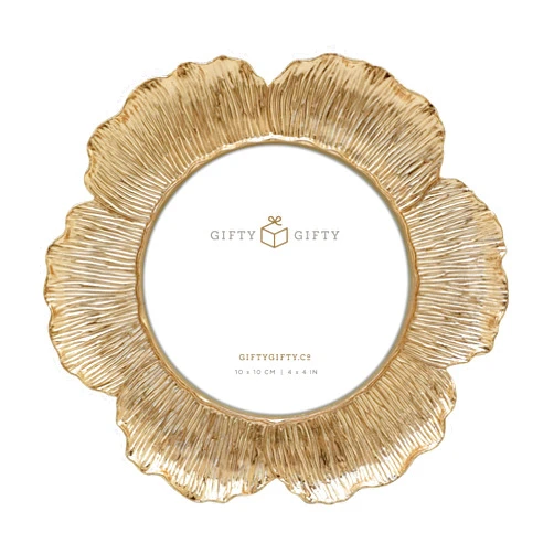 GIFTY GIFTY Circular Gold Floral Photo Frame / 4x4 In | For Tabletop Display | Perfect for Home Decor, Wedding, Graduation, Or Milestone Photos