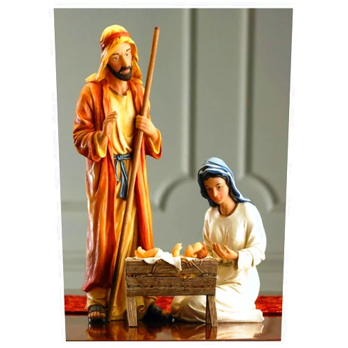 THREE KINGS GIFTS THE ORIGINAL GIFTS OF CHRISTMAS Three Kings Gifts Holy Family Joseph, Mary, Jesus with Manger, Polystone Flat Bottom Base for Stability, Home Decorating Christmas Nativity Scene Sets & Figures, 3-Pieces, For 12 inch Scale Collection