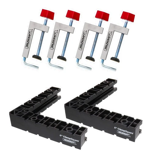 Milescraft 7350 Fence Clamp Kit 100-90° Corner Clamping Positioning/Assembly Squares and Fence Clamps. Works on Interior or Exterior Corners. Build Cabinets, Picture Frames, Shelving, and More (6pc)