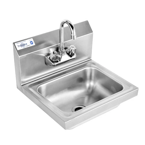 Profeeshaw Stainless Steel Sink Commercial Wall Mount Hand Washing Basin NSF Certified, with Gooseneck Faucet and Backsplash, for Restaurants, Stores, Bars and Home, 17