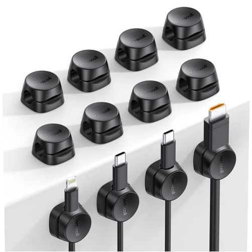 Lamicall Cord Organizer [1s Lock] Spring Cable Holder Clips - Lamicall 12Pack Desk Cable Management Clips, Phone Charger Cord [Smooth Adjustable], Adhesive Wire Organizer Keeper for Nightstand Wall Car Office