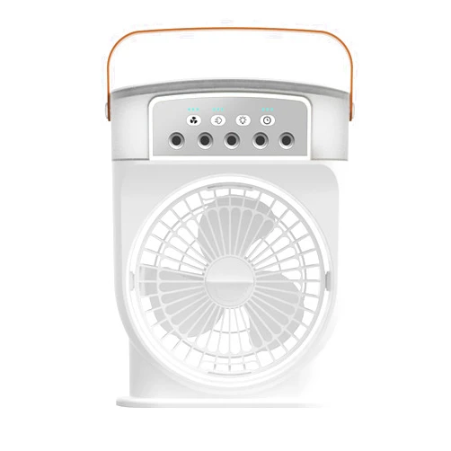 Jorzer Small Fan, Portable Air Cooler Fan with 3 Wind Speed Mini AC Unit Desk Fan with Mist and Night Light USB Rechargeable Humidifier Cooling Fan with 600ML Water Tank White