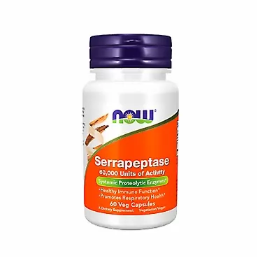 NOW Supplements, Serrapeptase 60,000 Units of Activity, Promotes Respiratory Health and Immune Function*, 60 Veg Capsules