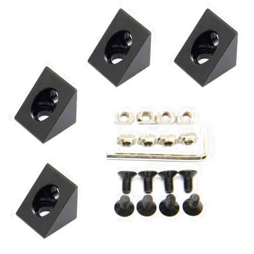 Zeberoxyz 4PCS Black Angle Sharp Corner Bracket Connector 2020Series t Slot Aluminum Extrusion for Slot 6mm Aluminum Extrusion Profile Accessories (4pcs Sharp Corner)