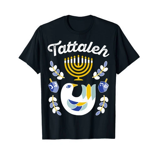 Chanukah PJs Family Matching Menorah Candle Decor Matching Family Hanukkah Pajama Top Dreidel Menorah Tattaleh T-Shirt