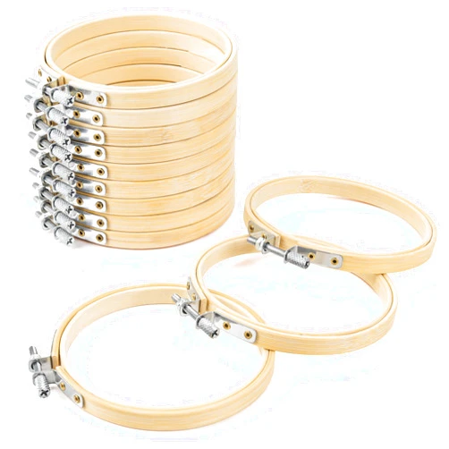 GIEMSON Embroidery Hoop 3 Inch 12 Pieces Small Embroidery Hoops Bamboo Circle Cross Stitch Hoop for Embroidery Art Craft Sewing