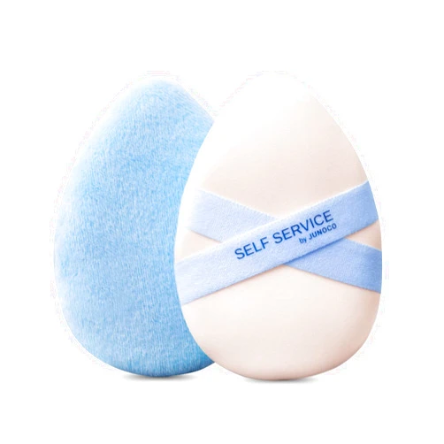 JUNO & Co. JUNOCO. Soufflé Duo Dual-Sided Makeup Puff & Powder Puff – 2-in-1 for Liquid Foundation & Setting Powder, Bouncy Foam + Velvet Side, Vegan & Cruelty-Free, Reusable