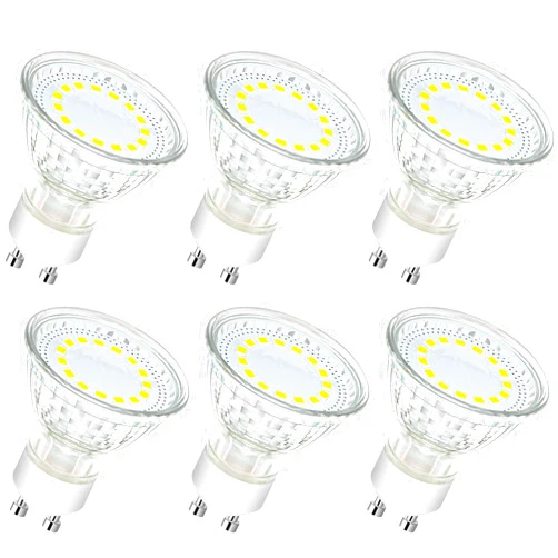 Kondras 6-Pack GU10 LED Light Bulbs 4W 50watt Halogen Bulb Replacement, 5000K Daylight White GU10 Bulb 450lm LED Recessed Track Light Bulbs for Range Hood Kitchen Bedroom, 120°Beam Angle, Non-Dimmable