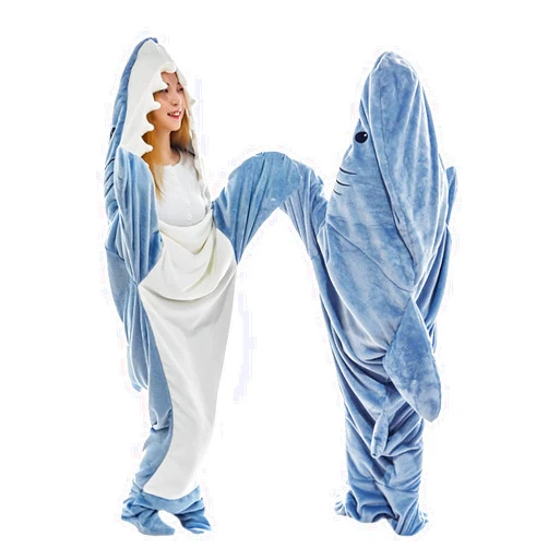 Tzlopfsz Shark Blanket for Adult Kids Wearable Shark Blanket Hoodie Cartoon Animals One-Piece Blanket,Cute Funny Shark Hoodie