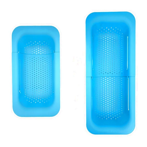 Vezyturly Colander Extendable Over the Sink,Wash Vegetables Fruits Strainer Basket,Food Drainer Cooked Spaghetti Pasta and Dry Dishes for Kitchen Essentials (Blue)