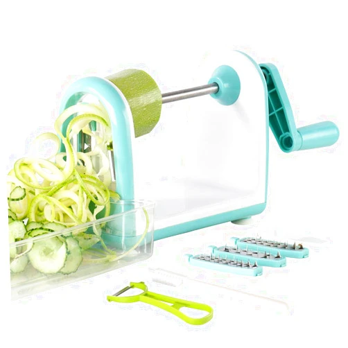 Ourokhome Zucchini Noodle Maker Spaghetti Spiralizer - 5 Blades Vegetable Slicer for Veggie Noodles and Curly Chips