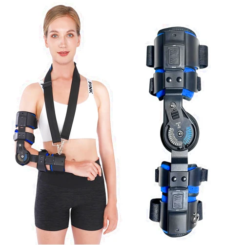 SPOVE Hinged Elbow Brace, ROM Adjustable Splint Stabilizer Arm Splint Supporting Elbow Extension Guard Shoulder Strap Recovery After Surgery Arm Injury (Left)