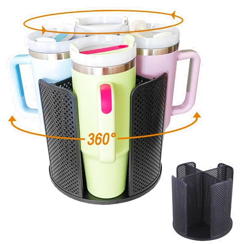 Dasezsdt Water Bottle Organizer for Stanley 40 oz Tumbler,Rotatable Stanley Cup Organizer Holder,Kitchen Organizers and Storage Black