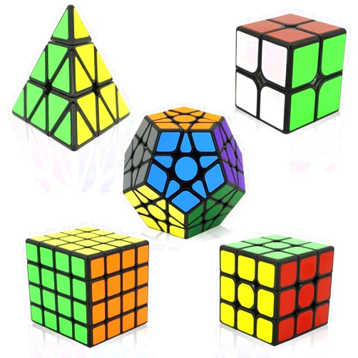 Decjour Speed Cube Set 5 Pack, 2x2 3x3 4x4 Megaminx and Pyramid Cube, Puzzle Cube Toy Brain Game Gift for Kids Adults