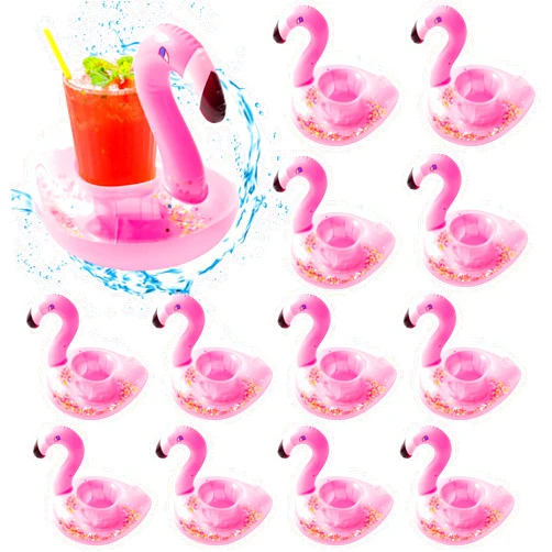 Grobro7 12Pack Inflatable Pool Drink Holder Floating Coasters Multi Shape Swimming Cup Holder Water Floats Kids Bath Toys Great for Wedding Bachelorette Pool Party