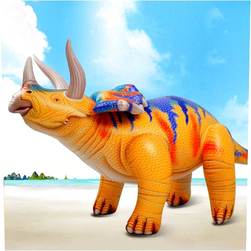 HOHQB Inflatable Dinosaur Toys Jurassic Birthday Party Supplies,Blow up Dinosaur Balloon Pool Party Decorations for Kids Age 3-5-12 (Lifelike Triceratops)