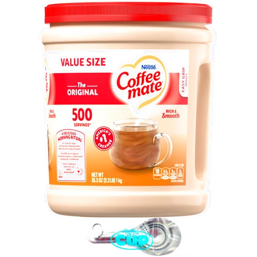 By The Cup Coffee mate Original Powder Creamer, 35.3 oz Canister with By The Cup Stainless Steel Measuring Spoons