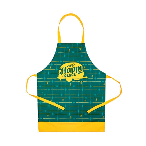 Camco Life is Better at The Campsite Apron | Features Camping/RV Themed Design on Green Grid | Great for Baking, Cooking and Grilling | Adult Sizing (53122)